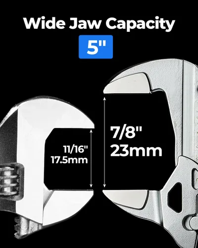 Miniatura 2 de toolant Llave de alicates cromados de 5 pulgadas, llave ajustable CR-V con revestimiento antioxidante, mandíbulas paralelas lisas, agarre