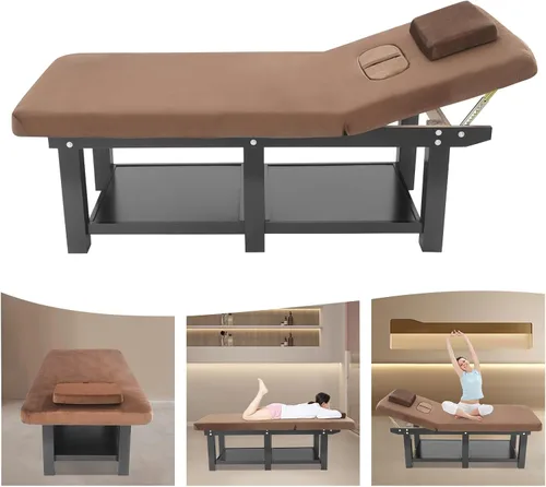 Miniatura 4 de Cama de masaje ancha, camas faciales de spa, ajuste del respaldo de 0-45°, cama de tratamiento físico para belleza, peluquería, tratamiento