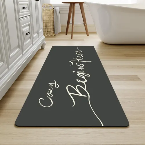 Miniatura 30 de MontVoo -Alfombra de baño, antideslizante, súper absorbente, resistente a las manchas, de secado rápido, delgada, para baño, suelo, bañera, tocador