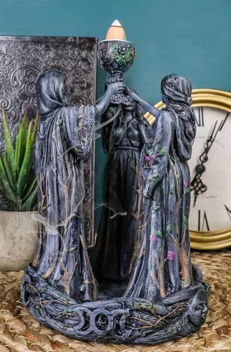 Miniatura 9 de Ebros Gift Wicca Triple Diosa Joven Doncella Esperando Madre y Vieja Crone Pagana Decorativa Cono de Incienso Quemador Estatua de Cono de Incienso