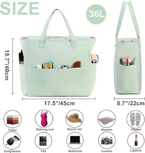 Miniatura 3 de Bluboon - Bolsa de playa impermeable para mujer, extra grande, con compartimento húmedo, para llevar de fin de semana, bolsa de piscina para viajes