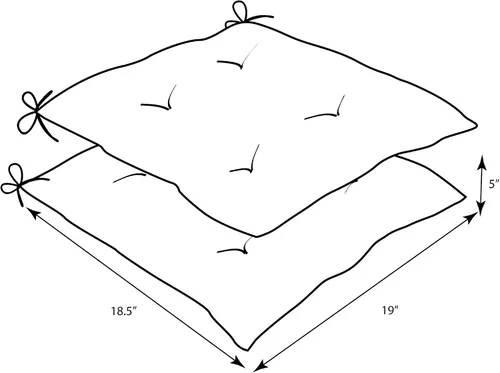 Miniatura 6 de Pillow Perfect Cojín para silla de mimbre copetudo para interiores y exteriores con lazos, 2 unidades, 18.5 x 19 pulgadas, juego de pompones