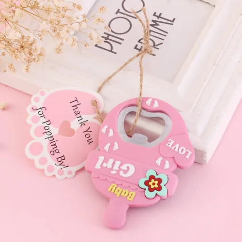 Miniatura 4 de 24 unidades de abrebotellas rosa para baby shower, recuerdo de fiesta de baby shower, recuerdo/decoración, abrebotellas de metal de PVC para cerveza