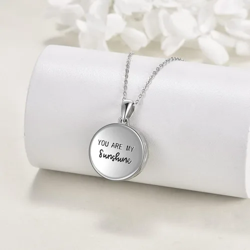Miniatura 4 de DAYLINLOVE Collar de urna de girasol para cenizas, plata de ley You Are My Sunshine colgante joyería de cremación para cenizas de seres queridos