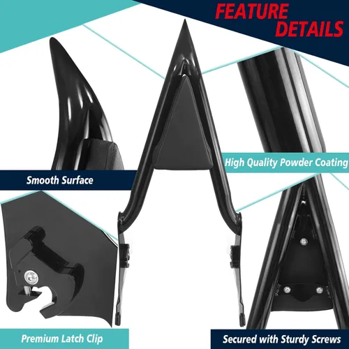 Miniatura 3 de YHMOTO Respaldo de pasajero extraíble Sissy Bar de 22" Pulgadas con kits de hardware de acoplamiento Compatible con modelos Harley Touring 2014-2025