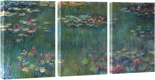 Miniatura 10 de Wieco Art Claude Monet - Lienzo enmarcado con 3 paneles, arte de pared de lirios de agua por Claude Monet, pinturas famosas, impresiones en lienzo