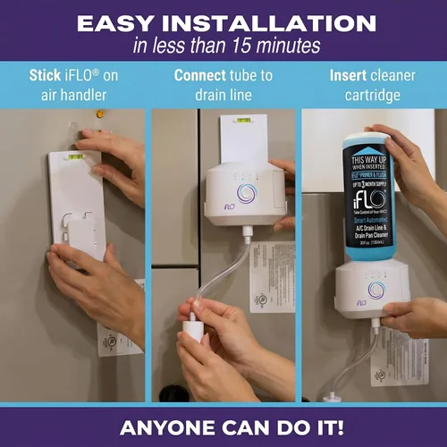 Miniatura 7 de iFLO® Limpiador Inteligente de Línea de Drenaje de A/C y Bandeja de Drenaje para Sistema HVAC, Sin Obstrucciones, Fácil Instalación y Mantenimiento