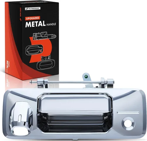A-Premium - Manija de portón trasero de metal mejorada - Compatible con Toyota Tacoma 2016-2023, Tundra 2014-2021 - Manija cromada con orificio para
