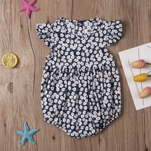 Miniatura 2 de Ropa de verano para bebé niña, sin mangas, de algodón y lino, con diadema, Azul real Uno