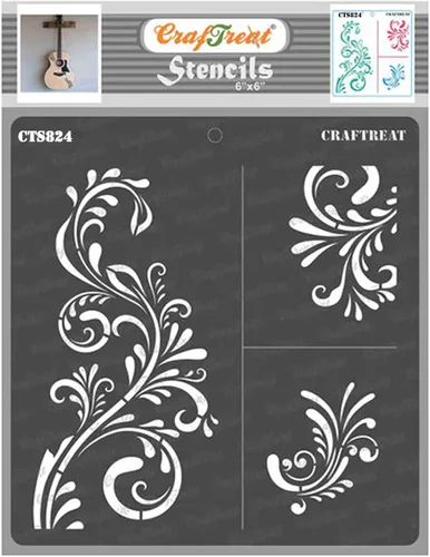 CrafTreat Plantillas para álbumes de recortes, plantillas florales florales para pintar en madera, paredes, muebles, pisos, azulejos, lienzo y tela,