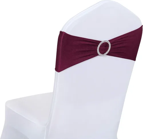 Miniatura 15 de Obstal 10 cintas elásticas de elastano para sillas de recepción de boda, bandas elásticas universales para silla con hebilla deslizante