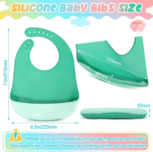 Miniatura 2 de Mepase Baberos de silicona impermeables Baberos de silicona suaves ajustables para alimentación de bebés unisex suministros de alimentación