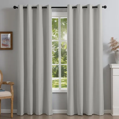 Miniatura 11 de NFPA701 Cortinas estándar ignífugas sin flúor de 63 pulgadas, 2 paneles, cortinas 100% opacas para dormitorio, sala de estar, cortina