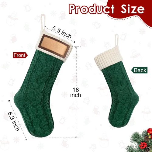 Miniatura 5 de Paquete de 2 medias de Navidad, medias de Navidad familiares grandes de 18 pulgadas, medias de punto de colores mixtos colgantes (2 mezclas)
