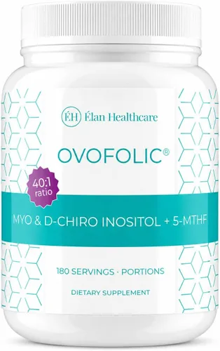 Suplemento - Myo-inositol y D-Chiro Inositol Plus Folato Activo - Proporción ideal 40:1 - (180 porciones, tarro de 13.65 oz)