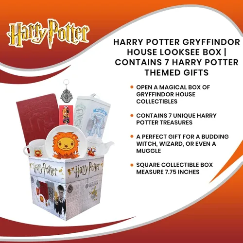 Miniatura 7 de Harry Potter Gryffindor House LookSee Box Contiene 7 regalos temáticos oficiales de Harry Potter, incluyendo diarios de Gryffindor, imanes y más