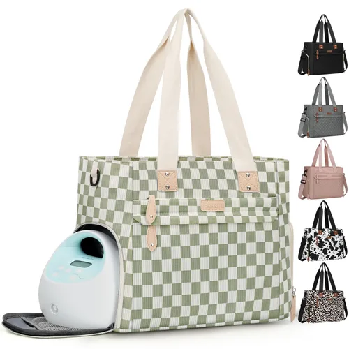 Miniatura 7 de Pritent Bolsa de Pañales Tote para Mamá Trabajadora, Bolsa de Pañales de Viaje Grande para Mamá y Papá con Funda para Laptop de 14 Pulgadas, Bolsa