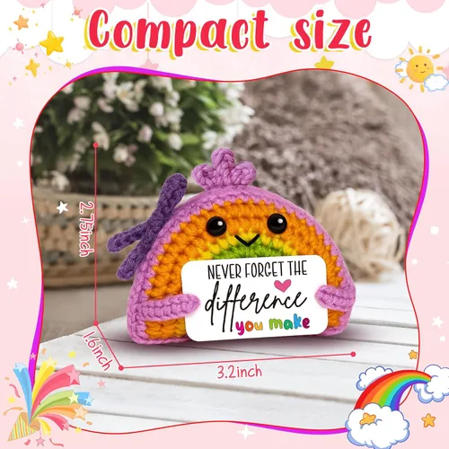 Miniatura 2 de Regalo de agradecimiento – Muñeca arcoíris de ganchillo con tarjeta "Make the Difference" – Decoración de agradecimiento para profesores, compañeros