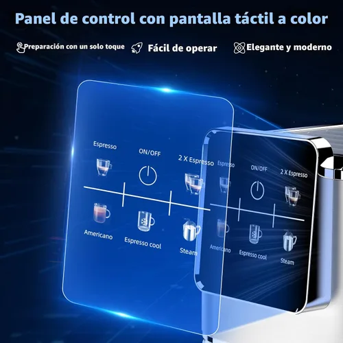 Miniatura 2 de URintells Cuising Máquina de Espresso de 20 Bar, Cafetera de Espresso con Pantalla Táctil con Espumador de Leche al Vapor, Máquina de Café de Acero