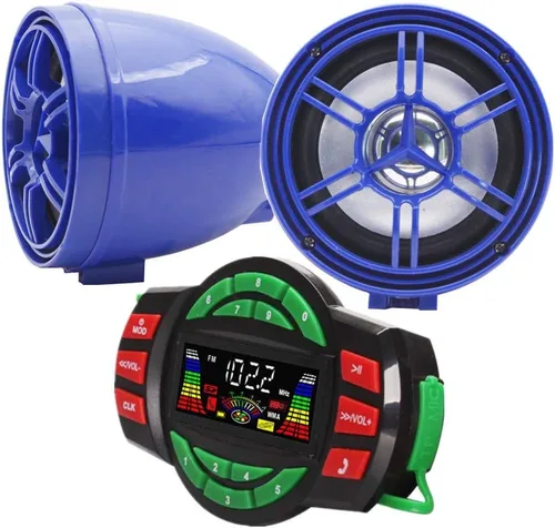 Miniatura 12 de XYC Amplificador Bluetooth de 12 V UTV ATV Sistema de sonido Altavoces manos libres FM Sistema de audio USB Estéreo de 3.5 pulgadas Altavoces de 12