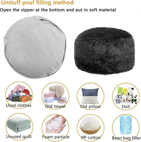 Miniatura 6 de Asuprui Puf otomano para el suelo, reposapiés otomano, sin relleno, 20 x 20 x 12 pulgadas, asiento redondo, puf, silla plegable, almacenamiento