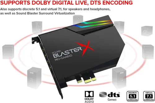 Miniatura 2 de Creative Sound BlasterX AE-5 Plus SABRE32-class Tarjeta de sonido PCIe de alta resolución para juegos de clase SABRE32 de 32 bits/384 kHz y DAC