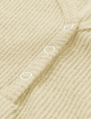 Miniatura 4 de Merokeety Camiseta sin mangas, con cuello en V, para mujer, acanalada, con botones, informal, camisa estilo Henley