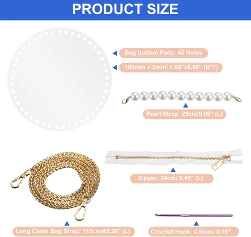 Miniatura 2 de uxcell Kit de fabricación de bolsos de acrílico, 15 piezas, juego de cestas de algodón acrílico, moldeador de paneles, hilo de tejer, correas