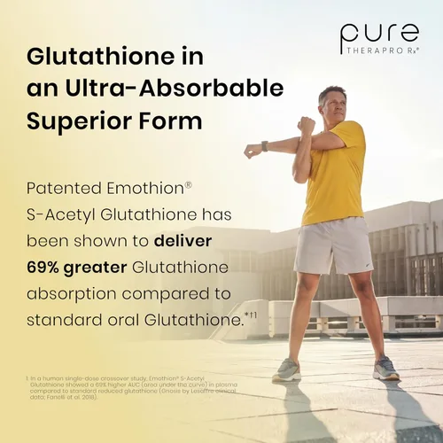 Miniatura 6 de Pure Therapro Rx S-Acetyl Glutatione Gold 300mg PER Capsule - 60 cápsulas Extra fuerza Forma acetilada patentada de glutatión (EMOTHION)