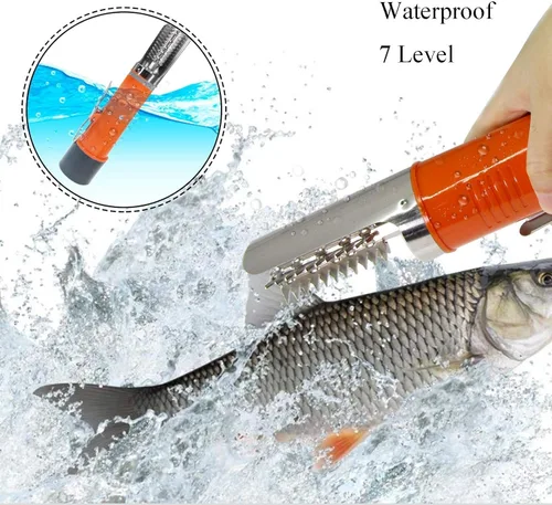 Miniatura 4 de Potente rascador eléctrico de pescado, limpiador de escamas de pescado inalámbrico, removedor automático de escamas de peces con un escalador manual