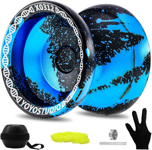 YOYOSTUDIO X0312 Yoyo Profesional de Trucos Responsivo para Niños de 8-12 o Más, Yoyo de Girar con Dedo de Metal para Adultos con Kit de Rodamientos