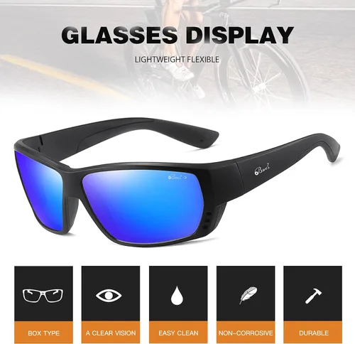 Miniatura 3 de Bevi Gafas de sol deportivas polarizadas ultraligeras TR90, lentes de montura flexibles y duraderas para hombres y mujeres Azul