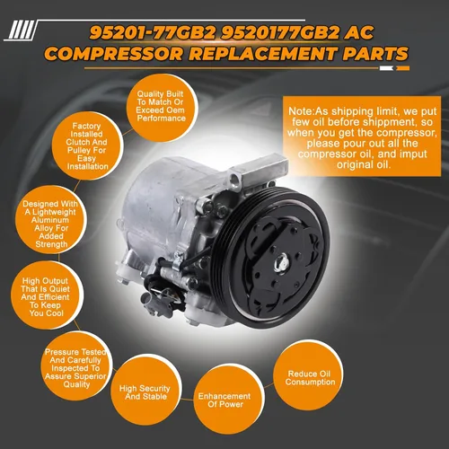 Miniatura 3 de Compresor de aire acondicionado 95201-77GB2 9520177GB2 compatible con Suzuki JIMNY Seiko SEIKI SS07LK10 A/C piezas de repuesto del compresor