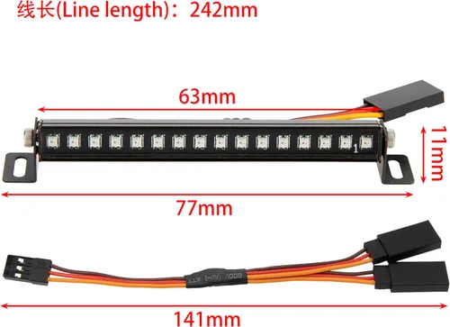 Miniatura 3 de MEUS RACING TRX4M Barra de luz de techo con 16 cuentas, 8 modos de luz para TRX4M Defender Bronco K10 F150 1/18 RC Crawler piezas de actualización