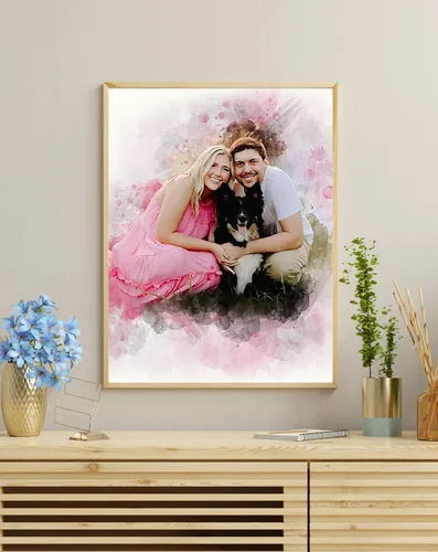 Miniatura 2 de Retrato personalizado de acuarela a partir de foto, regalo perfecto para boda, pintura de foto personalizada, regalo de acuarela para compromiso