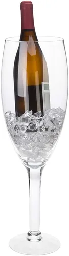 MyGift Jarrón de vidrio de copa de champán de gran tamaño de 20 pulgadas, soporte decorativo grande para corcho de vino, centro de mesa floral para