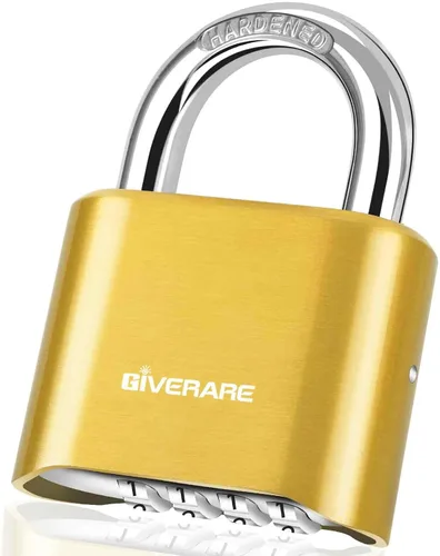 Cerradura de combinación de 4 dígitos, candado de metal resistente, cerraduras de aleación para exteriores con grillete de acero endurecido, S-Dorado