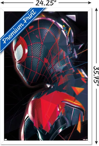 Miniatura 3 de Trends International Marvel's Spider-Man: Miles Morales - Póster de pared de perfil, 22.37 x 34.00 pulgadas, versión enmarcada en blanco