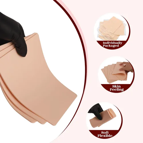Miniatura 4 de 5 piezas de piel falsa de 0.118 pulgadas - Piel de tatuaje de doble cara para practicar tatuajes, piel falsa para principiantes y artistas
