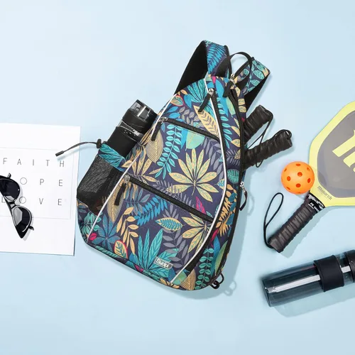 Miniatura 8 de Sucipi Pickleball Bag - Men's & Women's Pickleball Backpack, Adjustable Sling Bag w/Fence Hook/Large Capacity/Safety Pocket Púrpura (Purple Leaf)