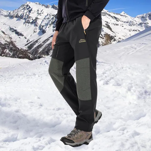 Miniatura 2 de Men's Snow Ski Hiking Pants Fleece Lined Softshell Windproof Winter Insulated Cargo Pants with Zipper Pockets