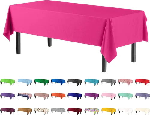Miniatura 34 de Party Solids Paquete de 4 manteles de plástico color azul aguamarina, 54 x 108 pulgadas, mantel desechable para fiestas y pícnics