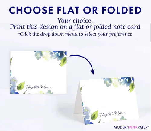 Miniatura 2 de Papelería floral personalizada con sobres, planos o plegados, juego de papelería floral de acuarela para mujer, tarjetas de notas florales