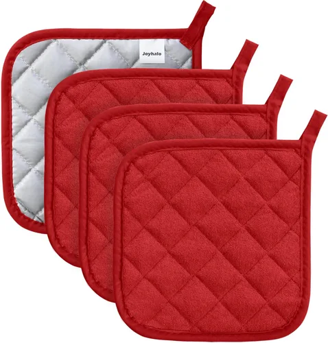 Miniatura 16 de Joyhalo Paquete de 6 agarraderas para ollas de cocina, agarradera de horno de algodón con gran resistencia al calor, almohadillas térmicas Especias