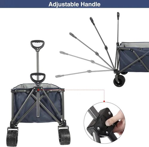 Miniatura 7 de REDCAMP Carrito de playa plegable extra grande de 250 L para arena, carro utilitario resistente con ruedas grandes todo terreno y soporte