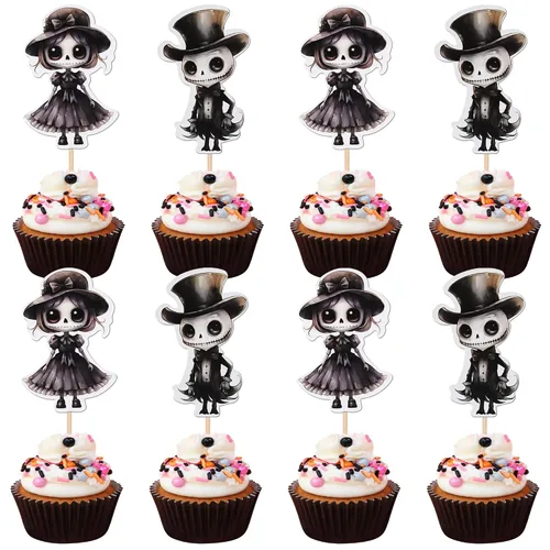 Miniatura 26 de 30 piezas de adornos para cupcakes con purpurina – Púas de cupcakes de Halloween para niños, cumpleaños, festival, fiesta, decoración de pasteles