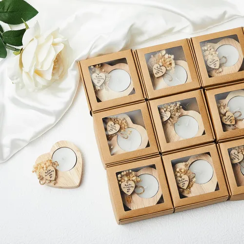 Miniatura 9 de 12 velas de boda con forma de corazón de madera rústica, regalos de agradecimiento para aniversario de invitados, decoración de fiesta de compromiso