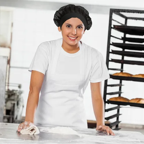 Miniatura 5 de Paquete de 6 gorras de chef ajustables de malla para cocinar, servicio de alimentos, redes para el cabello, red de cocina, gorro reutilizable
