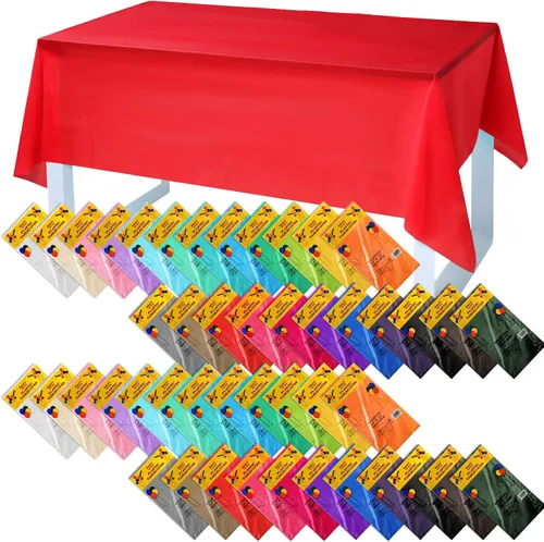 Miniatura 8 de Newwiee Paquete de 23 manteles de plástico coloridos de 54 x 72 pulgadas, desechables, arcoíris para mesas rectangulares, impermeables, de neón