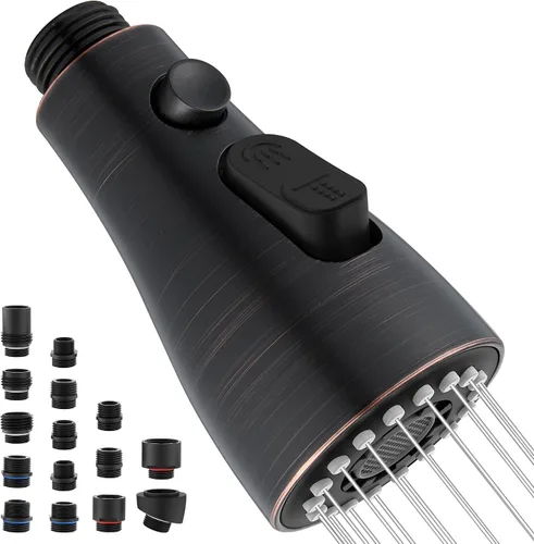 Miniatura 13 de Repuesto de cabezal de grifo de cocina con 15 adaptadores, 3 funciones, cabezal rociador extraíble para grifo de cocina, boquilla de cabezal Cromo